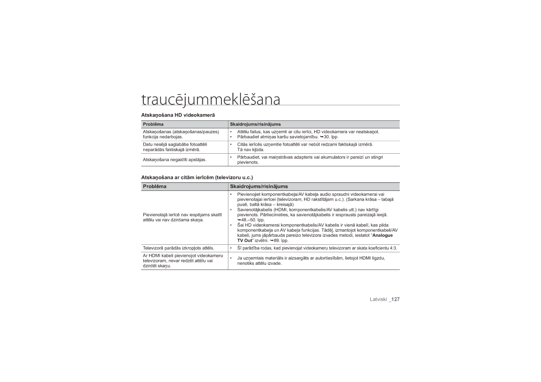 Samsung HMX-H100P/XEB, HMX-H104BP/XEB manual Atskaņošana HD videokamerā 