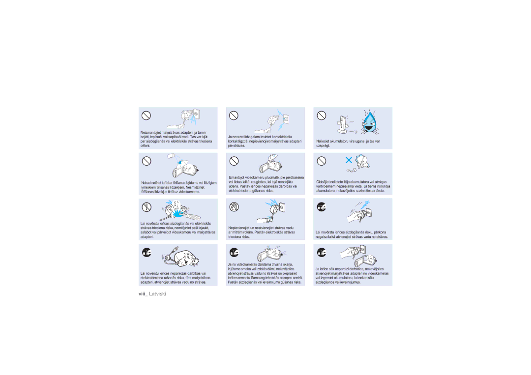 Samsung HMX-H104BP/XEB, HMX-H100P/XEB manual Viii Latviski 