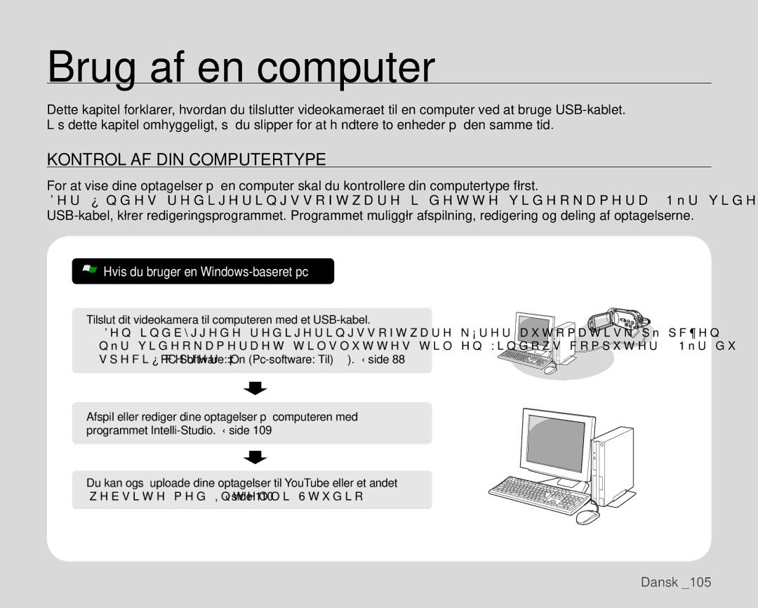 Samsung HMX-H105BP/EDC, HMX-H106SP/EDC, HMX-H100P/EDC, HMX-H104BP/EDC manual Brug af en computer, Kontrol AF DIN Computertype 