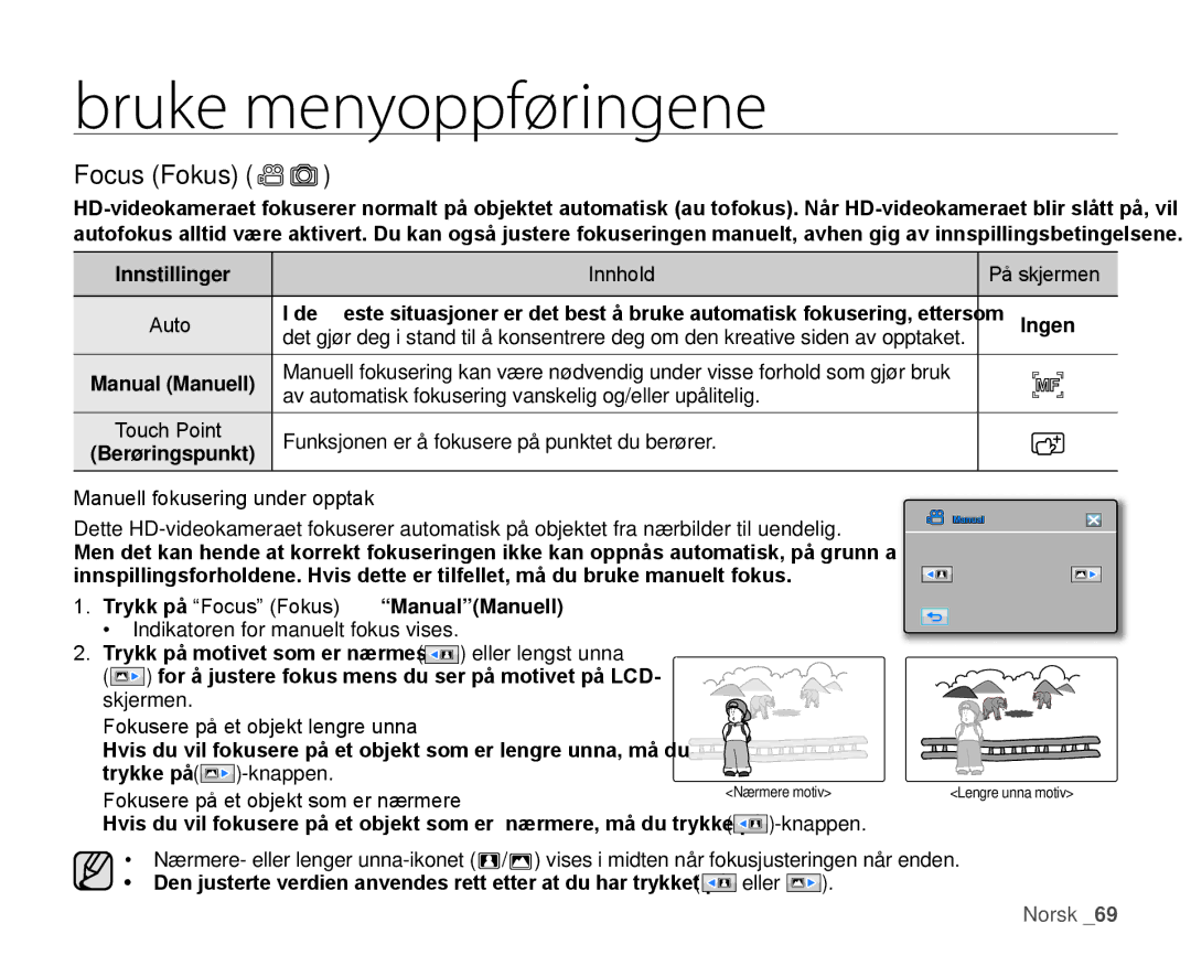 Samsung HMX-H1000P/EDC, HMX-H105BP/EDC, HMX-H106SP/EDC, HMX-H100P/EDC, HMX-H104BP/EDC manual Focus Fokus 