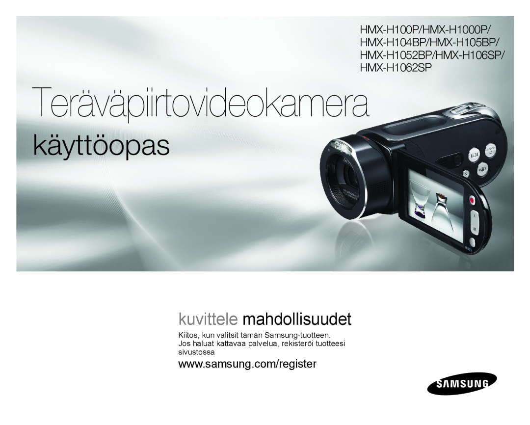 Samsung HMX-H106SP/EDC, HMX-H105BP/EDC, HMX-H100P/EDC, HMX-H104BP/EDC manual Teräväpiirtovideokamera, HMX-H100P/HMX-H1000P 