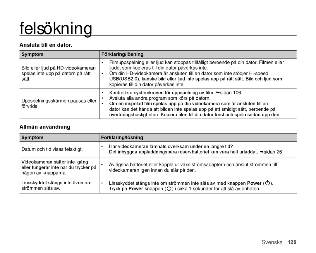 Samsung HMX-H1000P/EDC, HMX-H105BP/EDC, HMX-H106SP/EDC, HMX-H100P/EDC, HMX-H104BP/EDC manual Allmän användning 