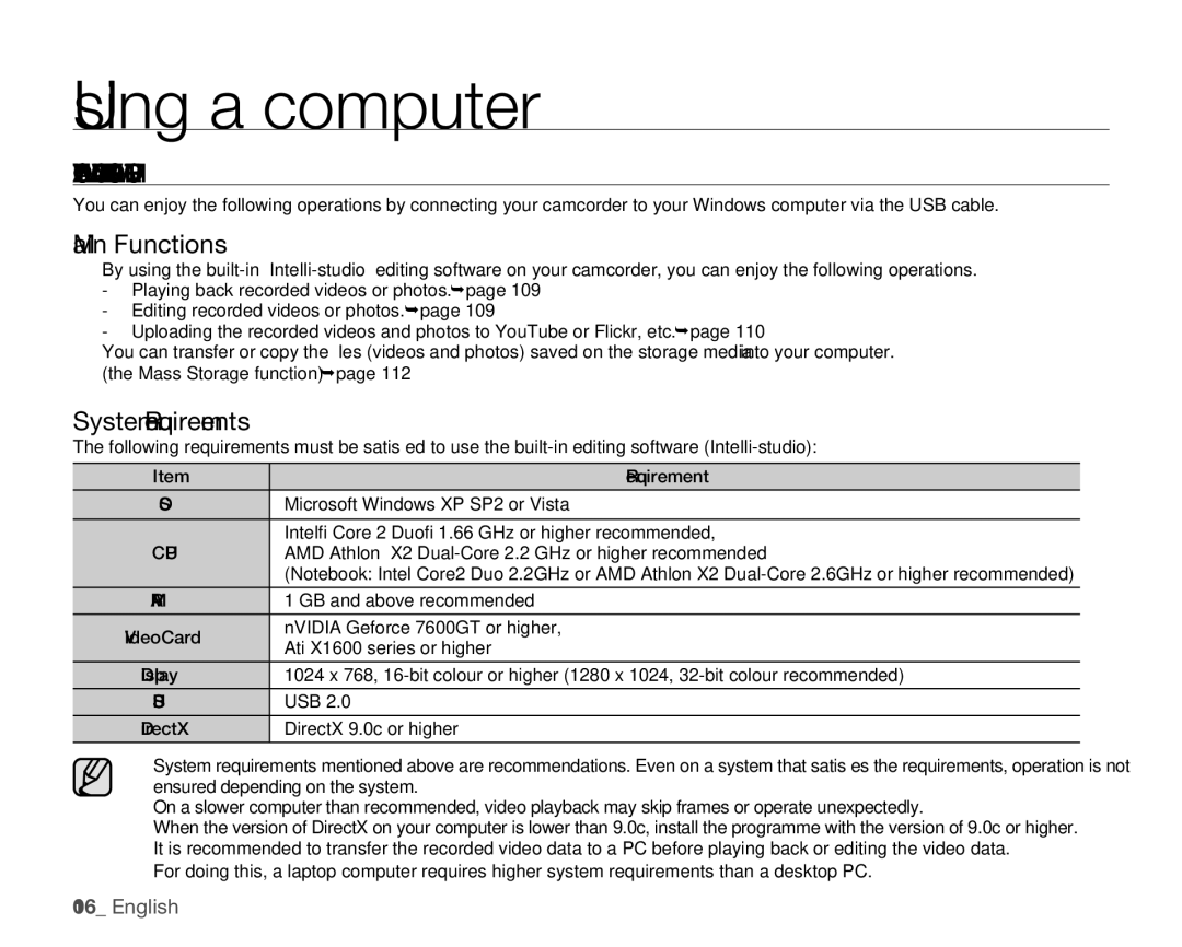 Samsung HMX-H106SP/AAW, HMX-H105BP/EDC, HMX-H106SP/EDC, HMX-H100P/EDC, HMX-H1052P/EDC What YOU can do with a Windows Computer 