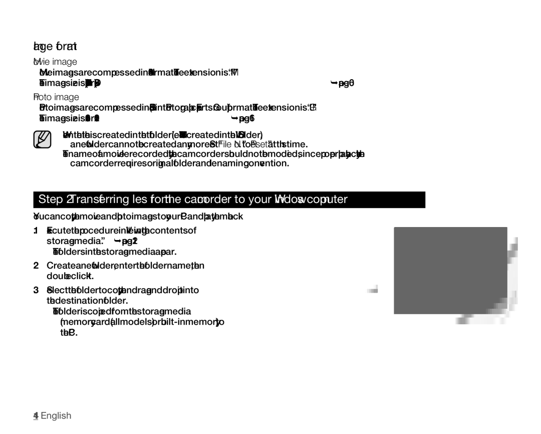 Samsung HMX-H100P/XEB, HMX-H105BP/EDC, HMX-H106SP/EDC, HMX-H100P/EDC, HMX-H1052P/EDC, HMX-H104BP/EDC manual Image format 