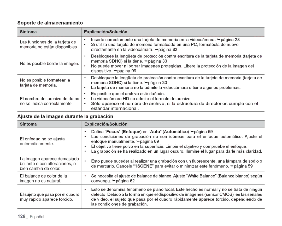 Samsung HMX-H106SN/XAA manual Soporte de almacenamiento, Ajuste de la imagen durante la grabación 