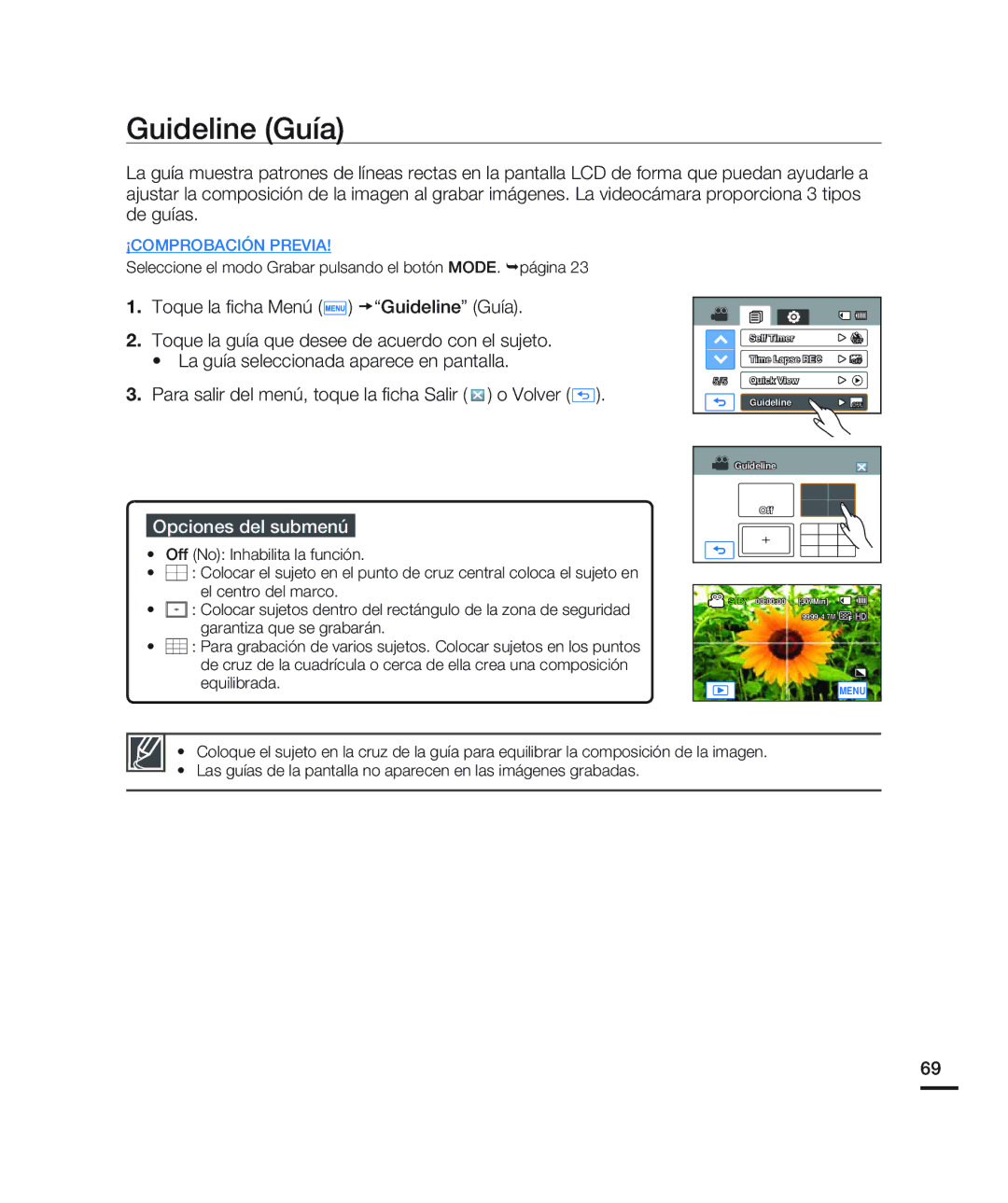 Samsung HMX-H200BN/XAA manual Guideline Guía 