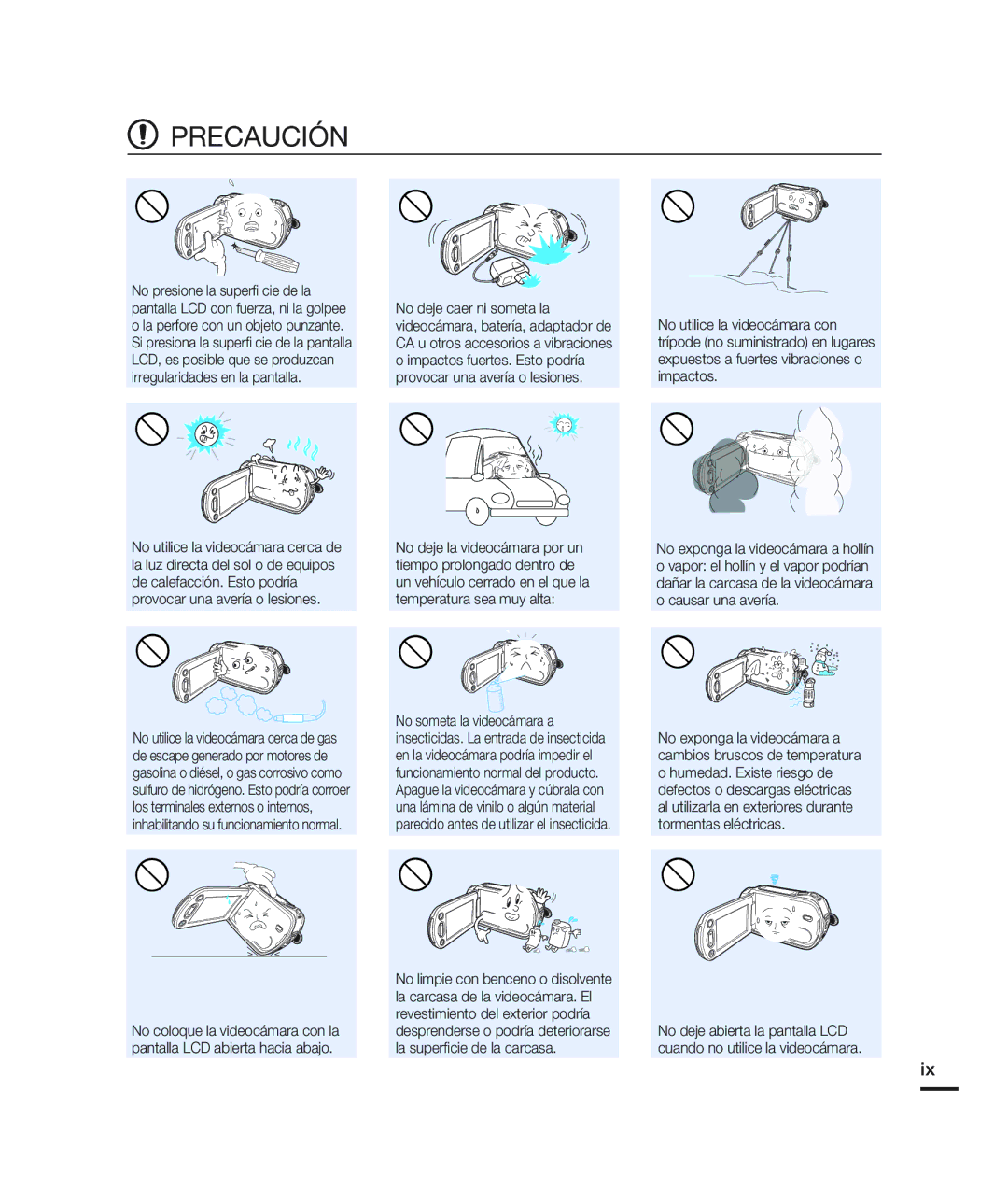 Samsung HMX-H200BN/XAA manual Precaución 