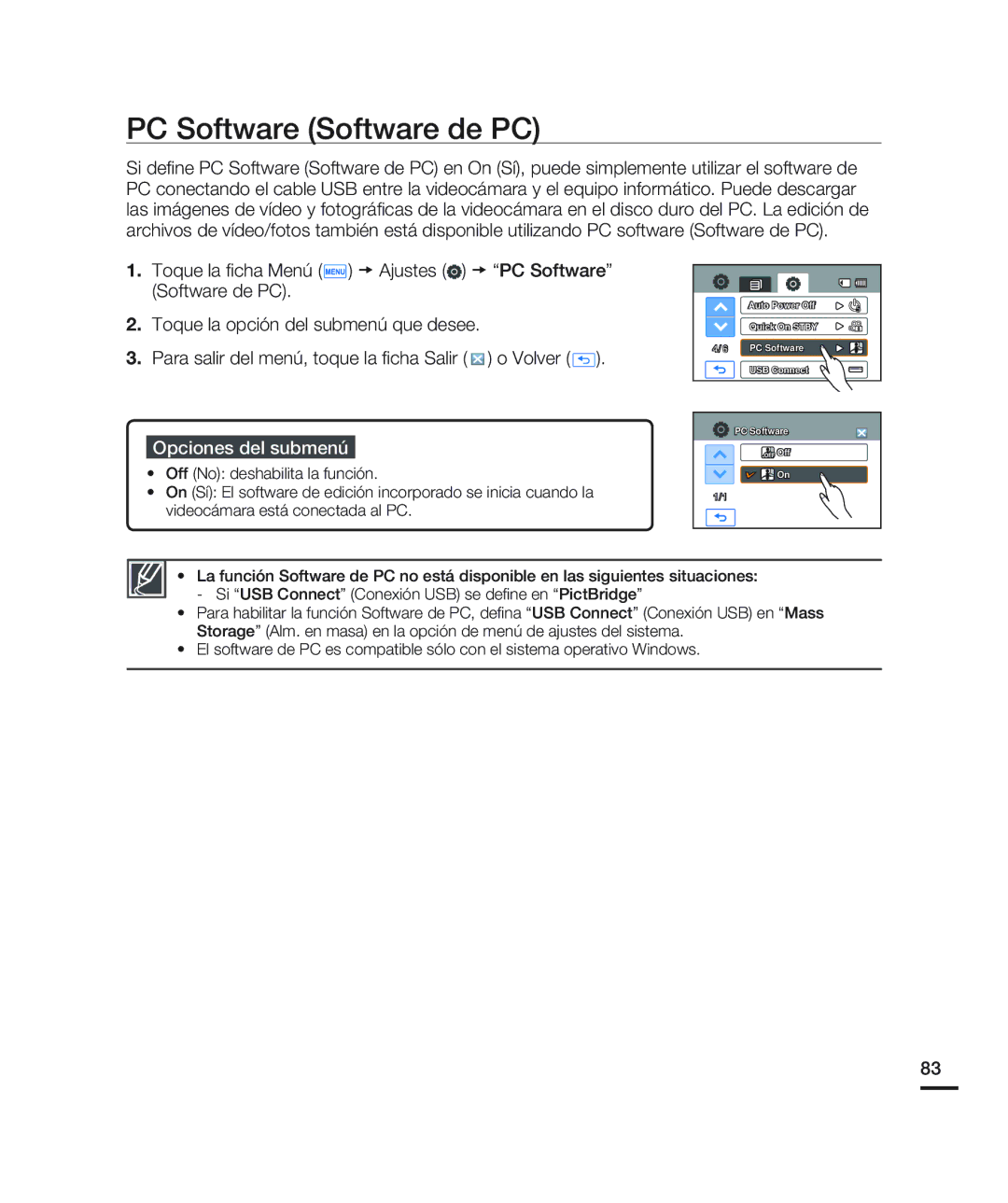 Samsung HMX-H200BN/XAA manual PC Software Software de PC 