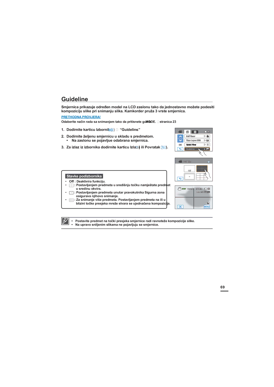 Samsung HMX-H205BP/EDC manual RGLUQLWHNDUWLFX,ERUQLN t³Guideline´, Off HDNWLYLUDIXQNFLMX, VuhglqxRnylud 