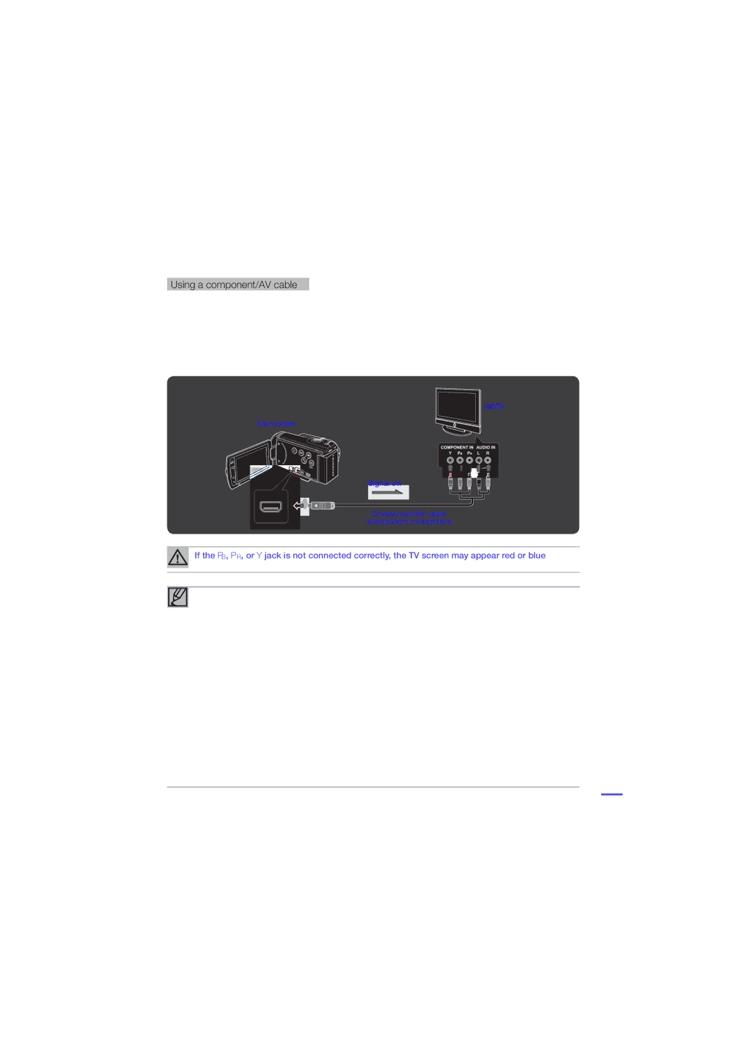 Samsung HMX-H200SN, HMX-H200N, 07660-2112 user manual Using a component/AV cable, 103 