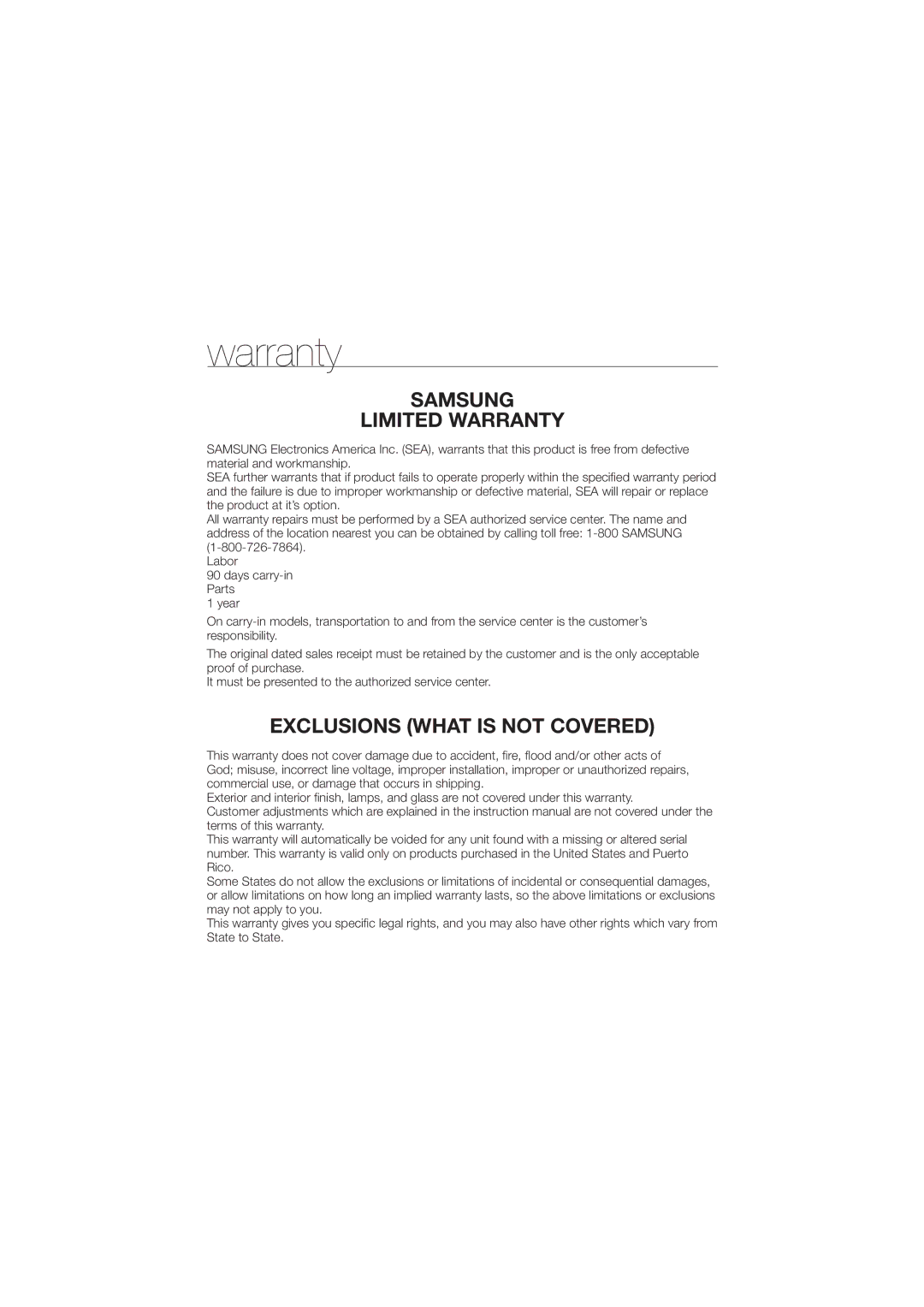 Samsung HMX-H200N, HMX-H200SN, 07660-2112 user manual Samsung Limited Warranty 