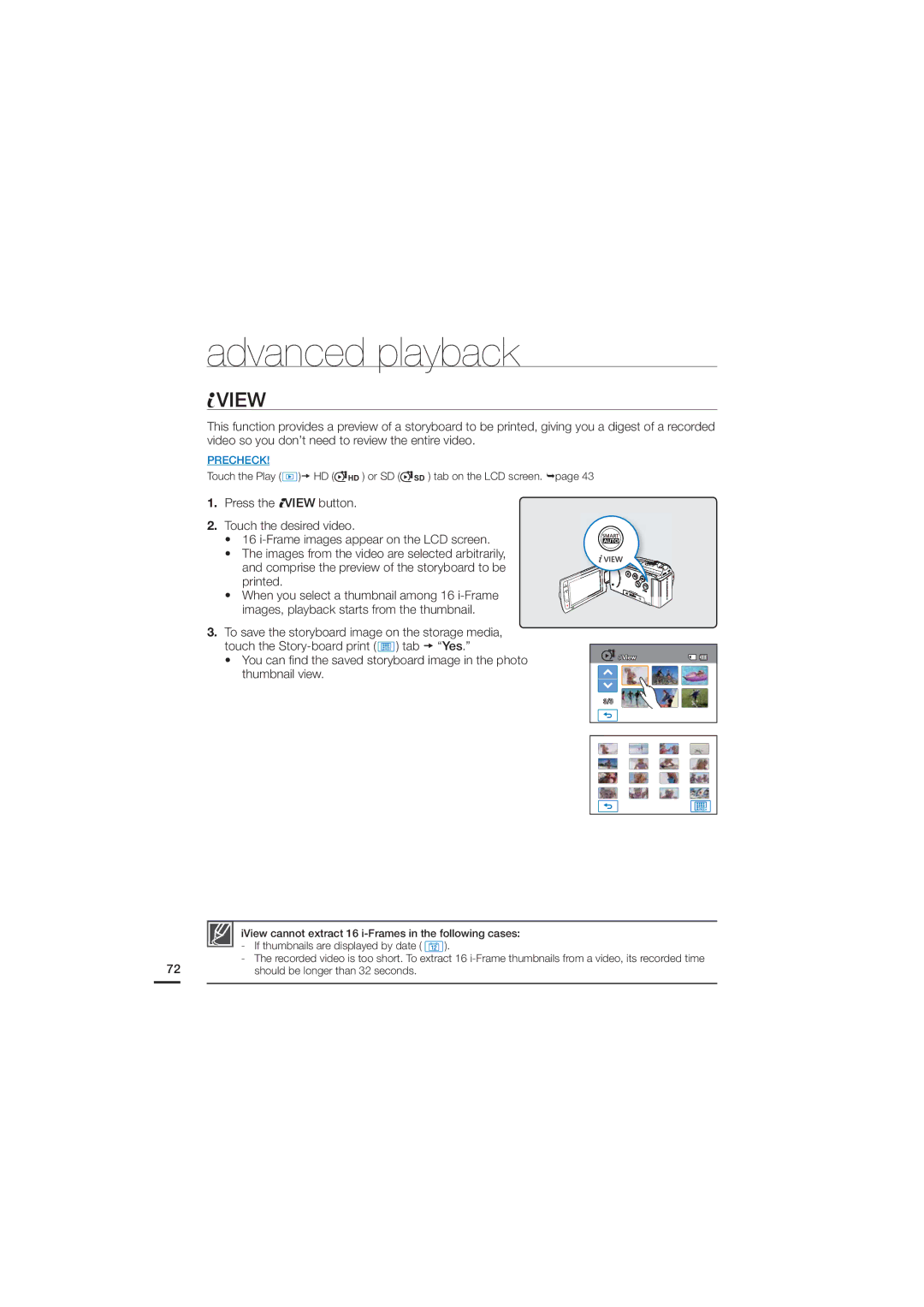 Samsung HMX-H200N, HMX-H200SN, 07660-2112 user manual View, J7JFXDBOOPUFYUSBDUJSBNFTJOUIFGPMMPXJOHDBTFT 