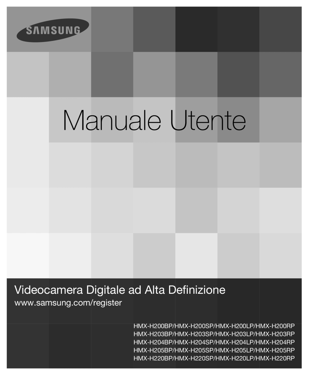 Samsung HMX-H200BP/EDC, HMX-H204BP/EDC, HMX-H203BP/EDC, HMX-H200RP/EDC, HMX-H200LP/EDC, HMX-H200SP/EDC manual Manuale Utente 