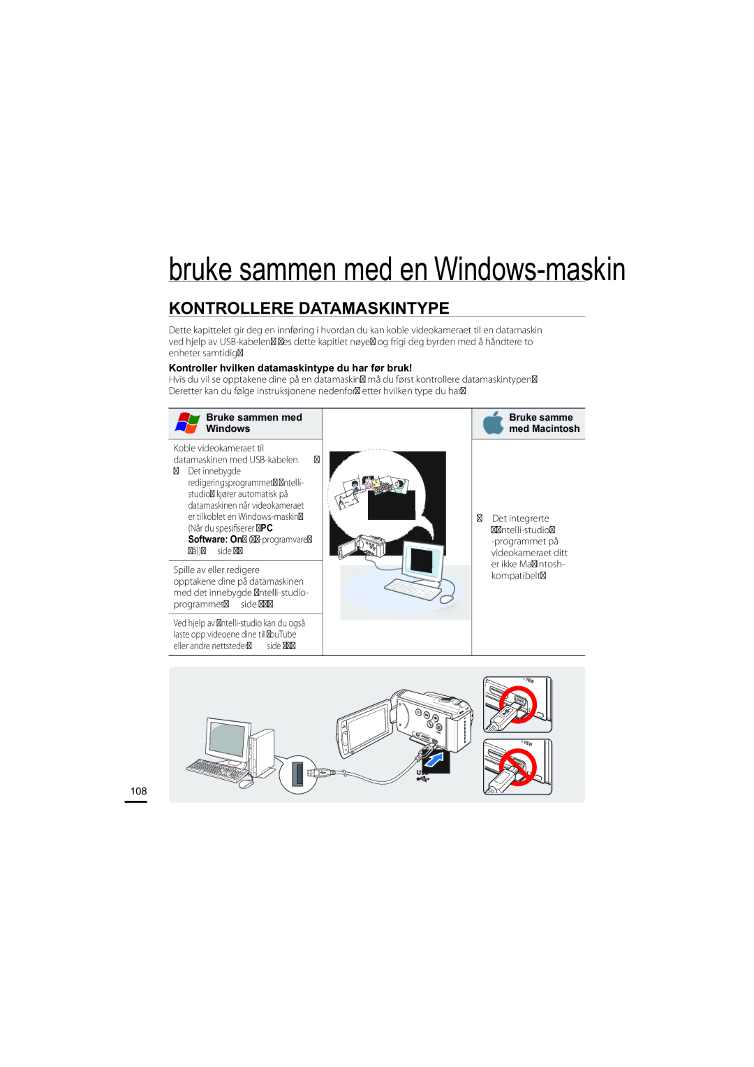 Samsung HMX-H204BP/EDC, HMX-H200BP/EDC manual Kontrollere Datamaskintype, Kontroller hvilken datamaskintype du har før bruk 