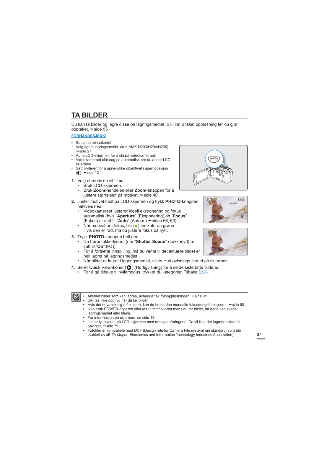 Samsung HMX-H200BP/EDC, HMX-H204BP/EDC, HMX-H203BP/EDC, HMX-H205BP/EDC manual TA Bilder 