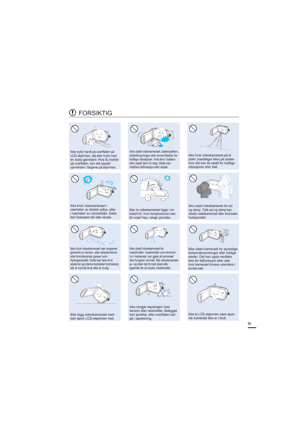 Samsung HMX-H200BP/EDC, HMX-H204BP/EDC, HMX-H203BP/EDC, HMX-H205BP/EDC manual Forsiktig 