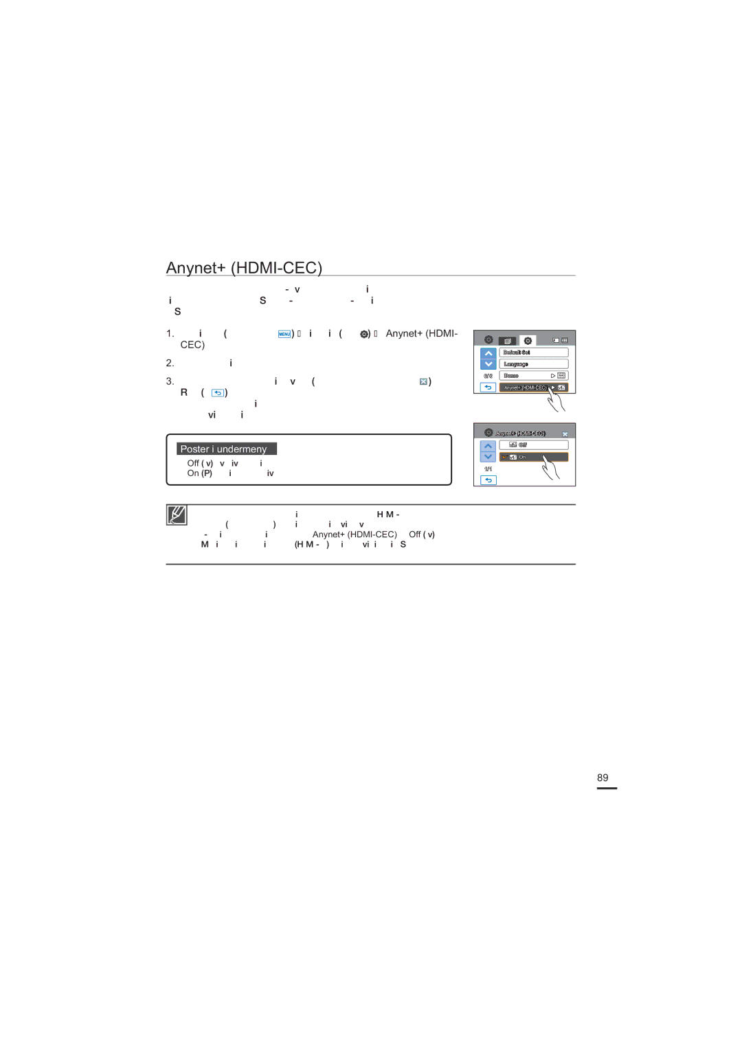 Samsung HMX-H200BP/EDC, HMX-H204BP/EDC, HMX-H203BP/EDC, HMX-H205BP/EDC manual Anynet+ HDMI-CEC 