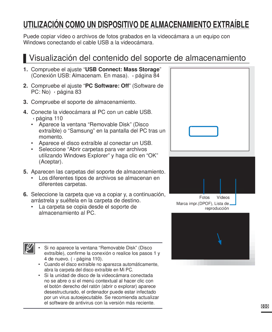 Samsung HMX-H220SP/EDC, HMX-H204BP/EDC, HMX-H200BP/EDC manual Visualización del contenido del soporte de almacenamiento, 115 