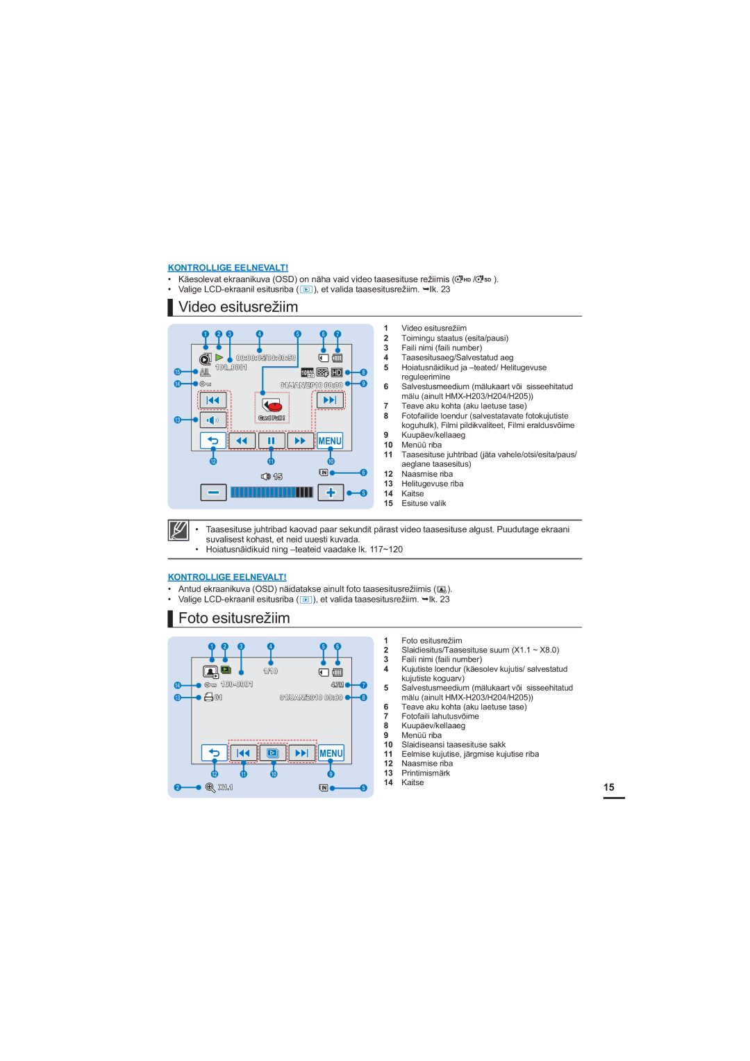 Samsung HMX-H200BP/XEB, HMX-H204BP/EDC manual RWRHVLWXVUHåLLP, 9LGHRHVLWXVUHåLLP 