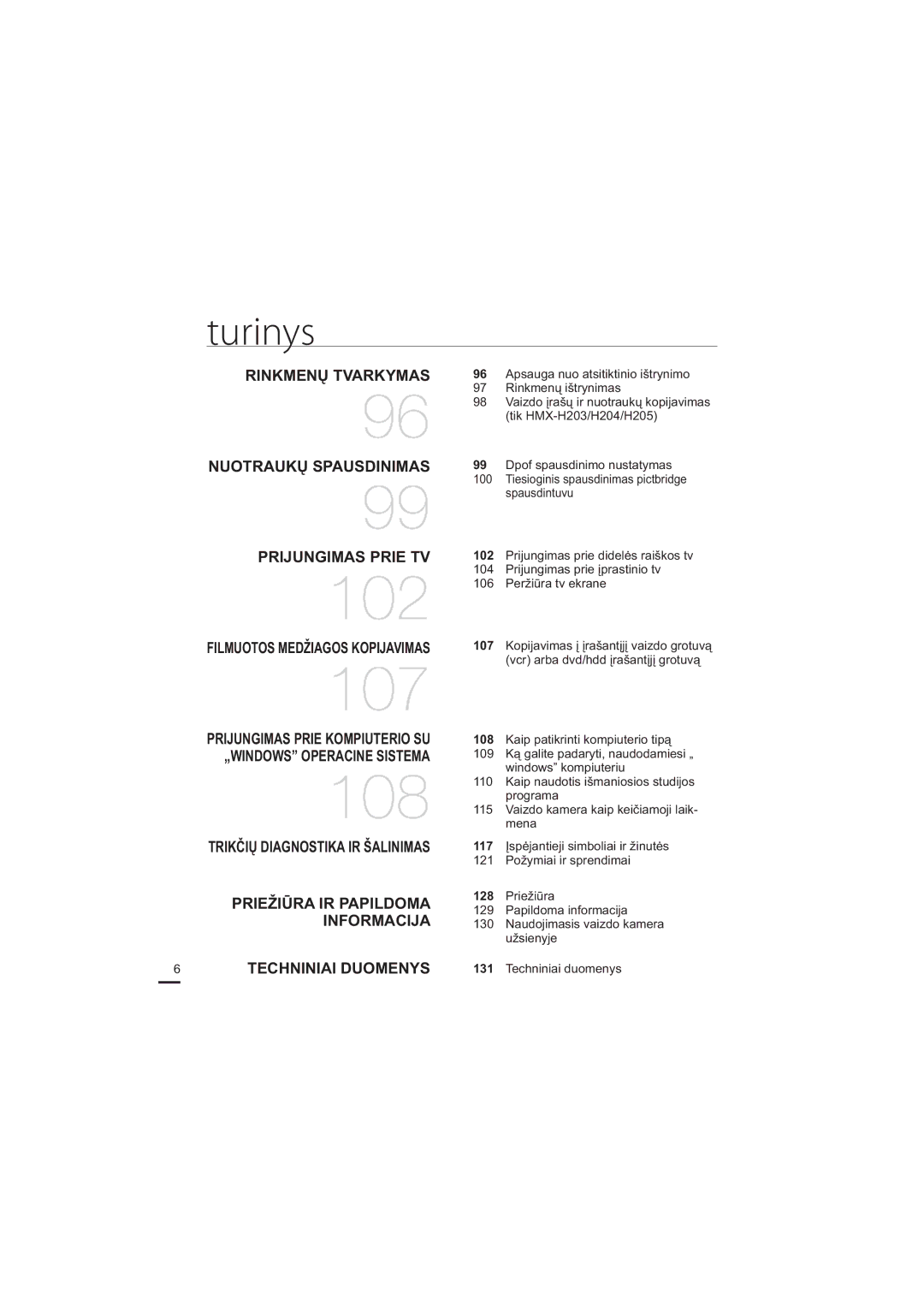 Samsung HMX-H204BP/EDC, HMX-H200BP/XEB manual Rinkmenų Tvarkymas Nuotraukų Spausdinimas, 108 