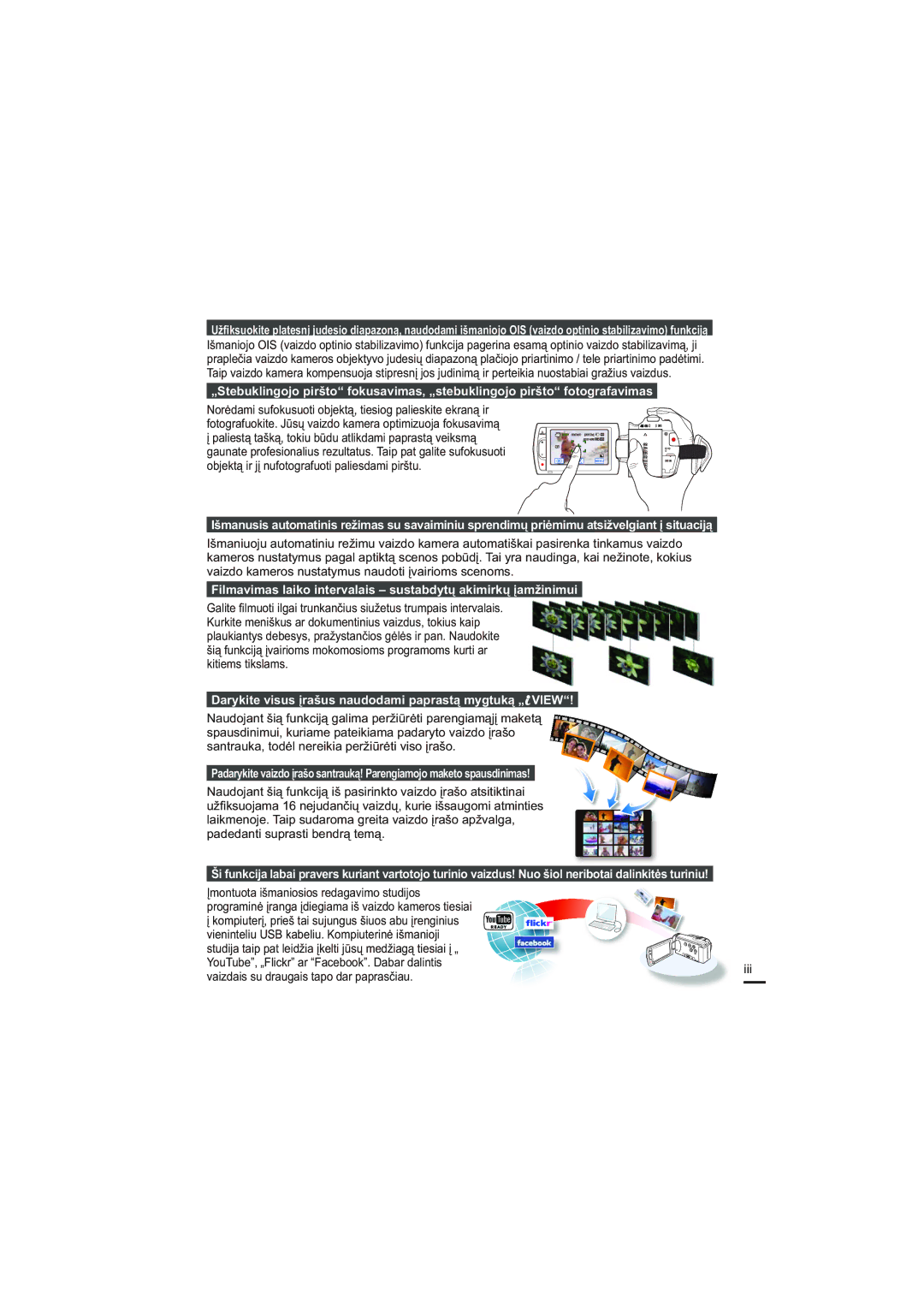 Samsung HMX-H200BP/XEB, HMX-H204BP/EDC manual Filmavimas laiko intervalais sustabdytų akimirkų įamžinimui 