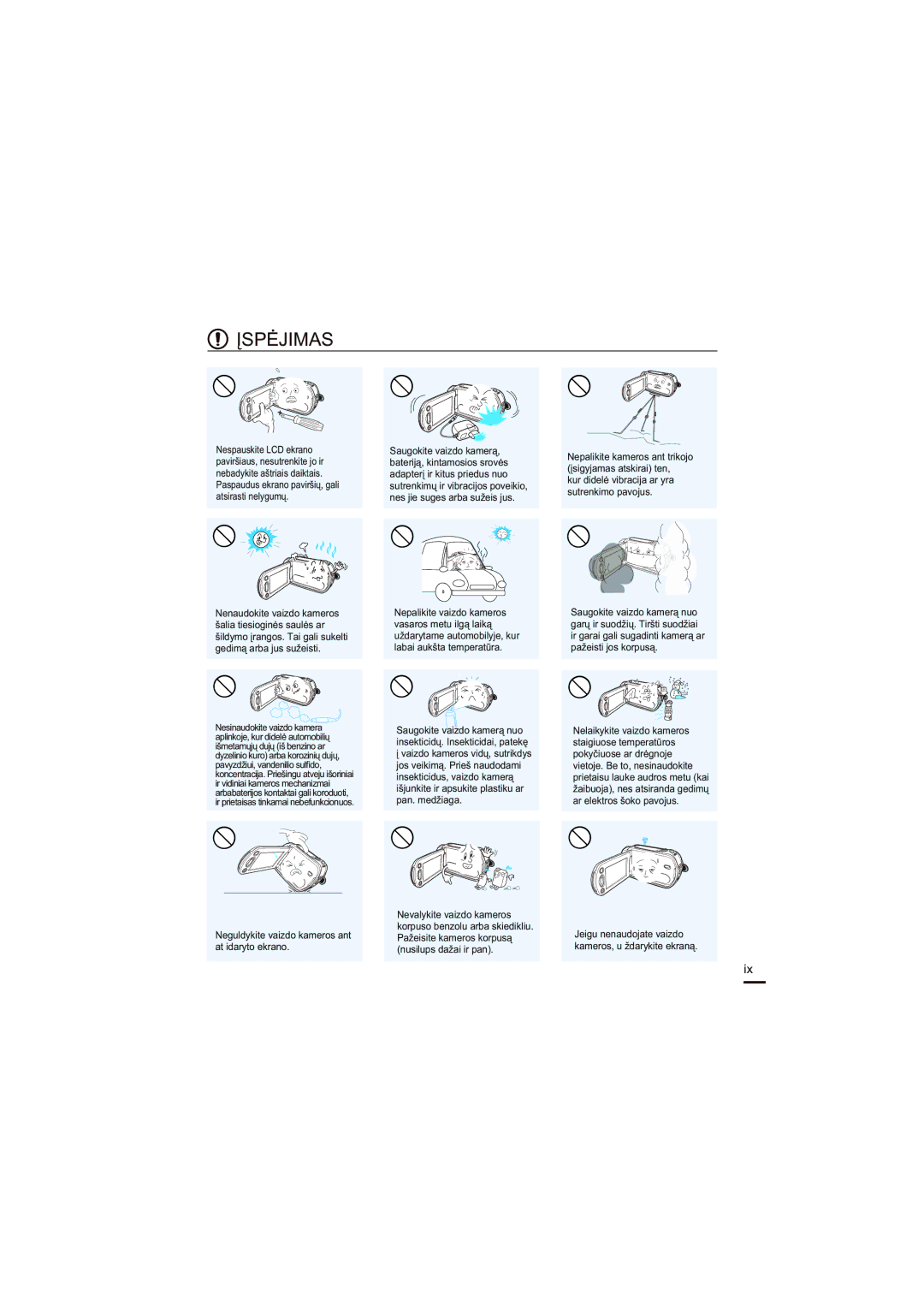 Samsung HMX-H200BP/XEB, HMX-H204BP/EDC manual Įspėjimas 