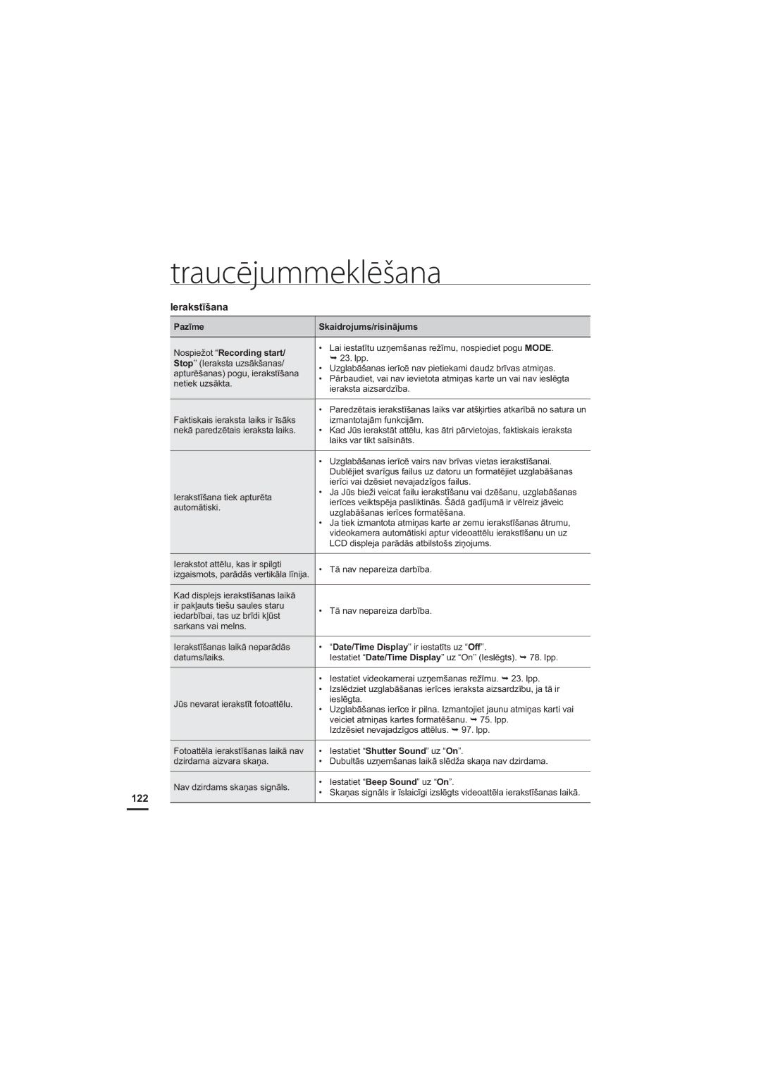 Samsung HMX-H204BP/EDC, HMX-H200BP/XEB manual 122 