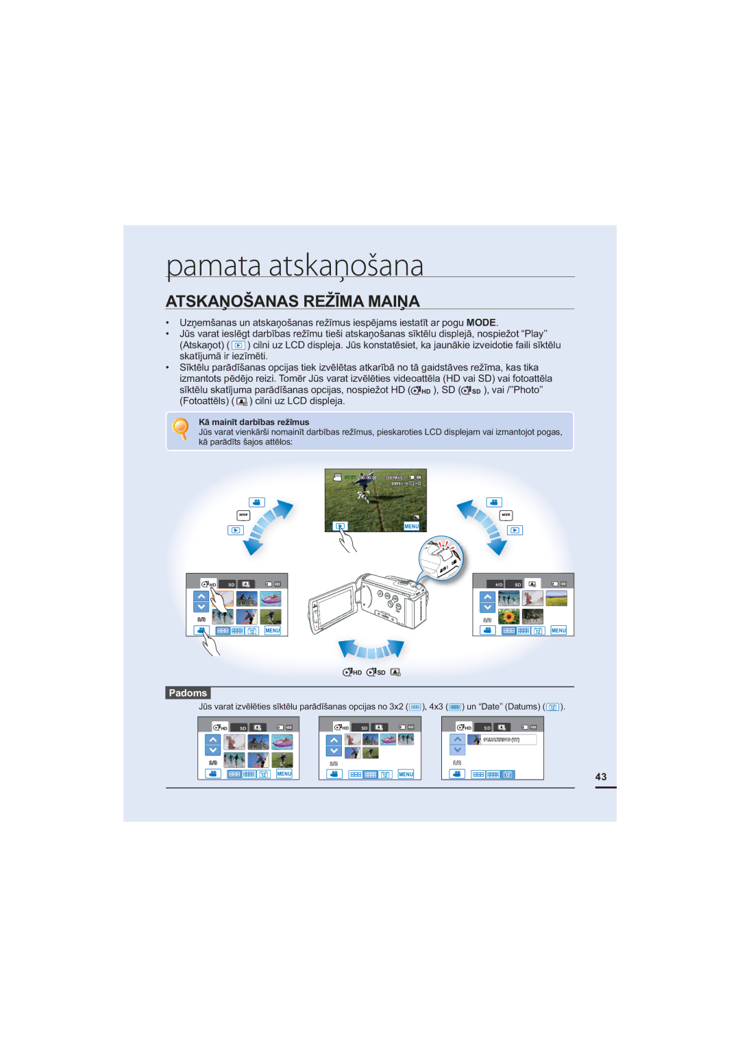 Samsung HMX-H200BP/XEB manual Pamata atskaņošana, $76.$ƻ2â$1$65äƮ0$0$,ƻ$, VndwưmxpɨLuLhưpɲwl, FloqlX/&Glvsohmd 