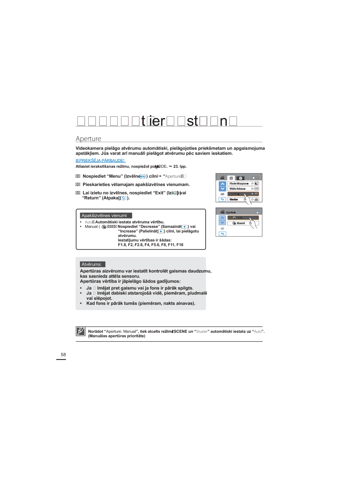 Samsung HMX-H204BP/EDC, HMX-H200BP/XEB manual Aperture, $Wyɲuxpv, NdvVdvqlhgDwwɲodVhqvrux, YdlVoɲsrmrw 