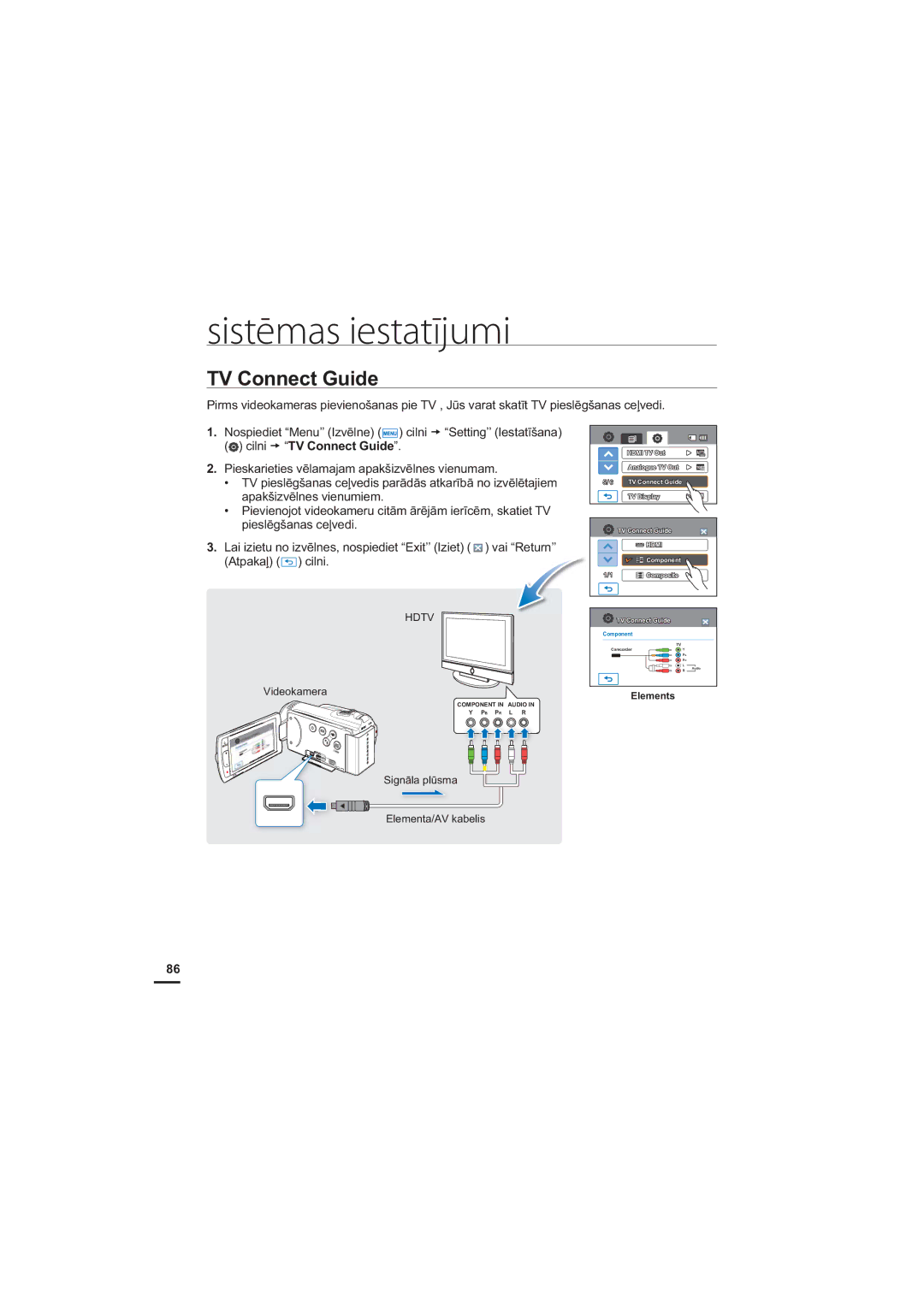 Samsung HMX-H204BP/EDC, HMX-H200BP/XEB manual 79&RQQHFW*XLGH, 9LGHRNDPHUD, 6LJQƗODSOǌVPD, OHPHQWD$9NDEHOLV 