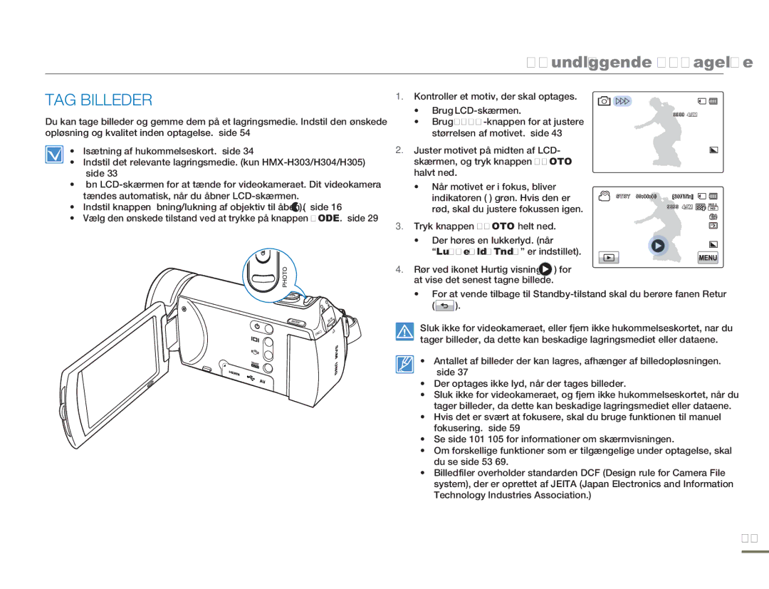 Samsung HMX-H300RP/EDC, HMX-H300BP/EDC, HMX-H300SP/EDC, HMX-H303BP/EDC manual TAG Billeder 