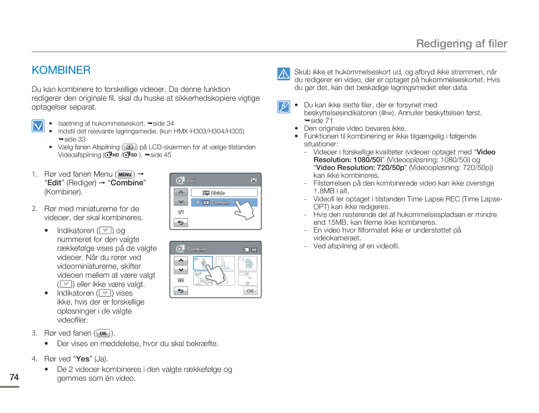 Samsung HMX-H300SP/EDC, HMX-H300BP/EDC, HMX-H300RP/EDC, HMX-H303BP/EDC manual Kombiner 