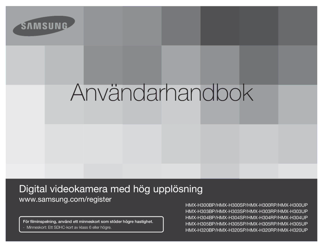 Samsung HMX-H300RP/EDC, HMX-H300BP/EDC, HMX-H300SP/EDC, HMX-H303BP/EDC manual Användarhandbok 