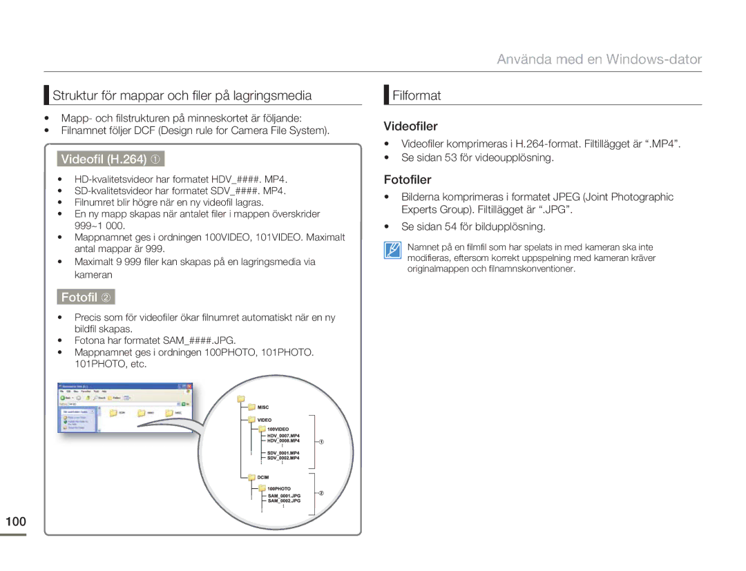 Samsung HMX-H300BP/EDC, HMX-H300RP/EDC, HMX-H300SP/EDC, HMX-H303BP/EDC manual Videofil H.264 ➀, Fotofil ➁ 