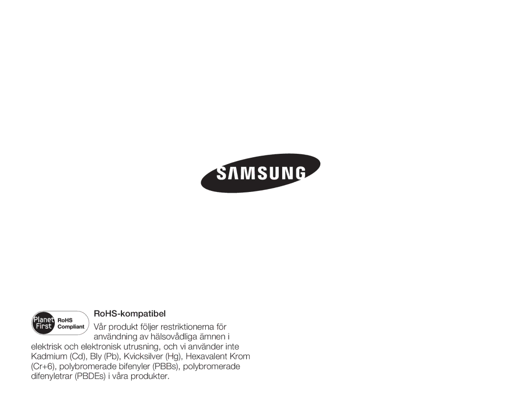 Samsung HMX-H303BP/EDC, HMX-H300BP/EDC, HMX-H300RP/EDC, HMX-H300SP/EDC manual RoHS-kompatibel 