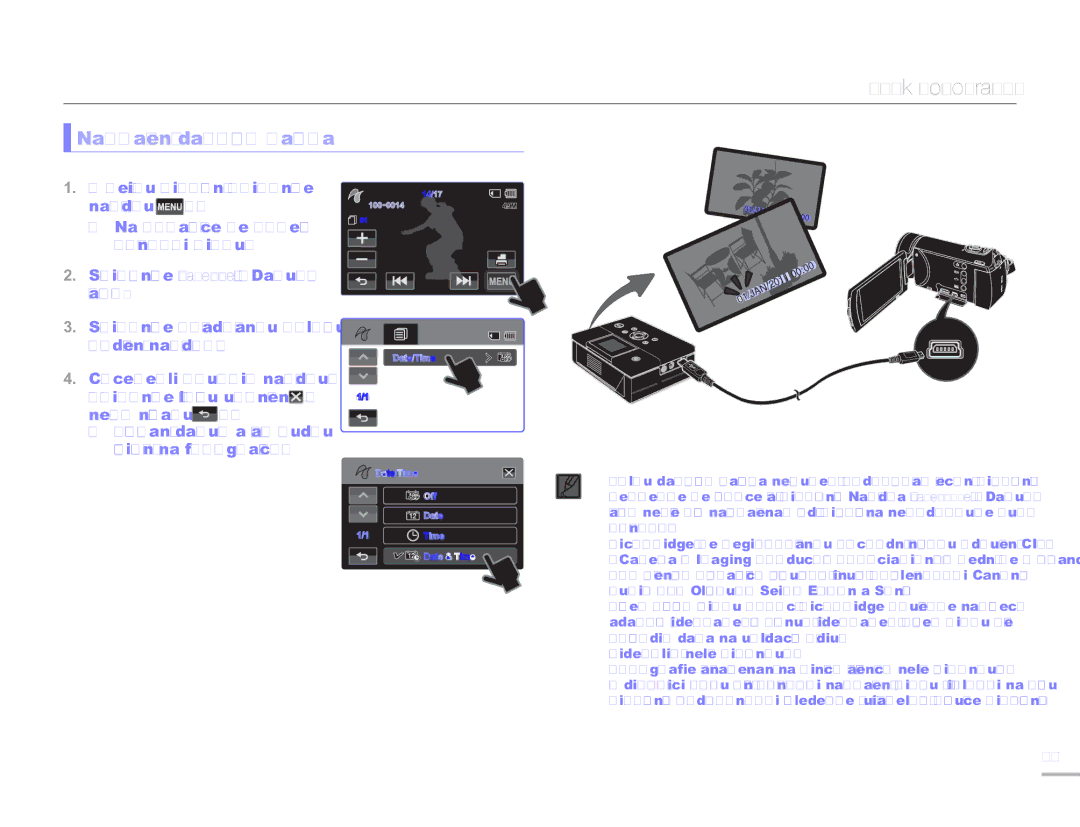 Samsung HMX-H300RP/EDC, HMX-H300BP/EDC, HMX-H304BP/EDC, HMX-H300SP/EDC manual Tisk fotografií, Nastavení datového razítka 