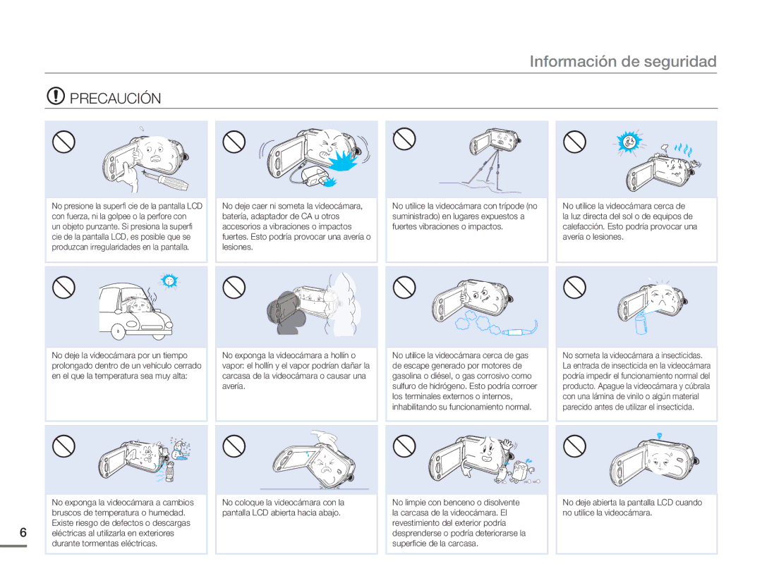 Samsung HMX-H300BP/EDC, HMX-H300RP/EDC manual Precaución 