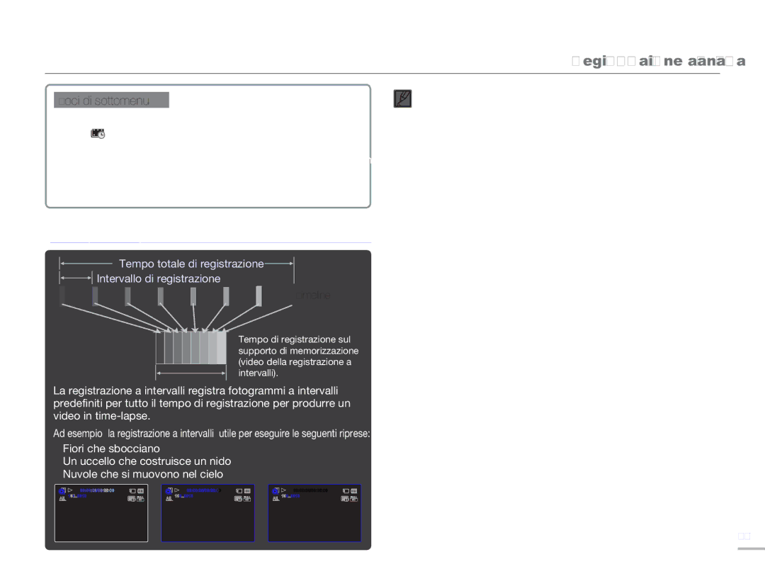 Samsung HMX-H320UP/EDC Esempio di registrazione a intervalli, Tempo totale di registrazione Intervallo di registrazione 