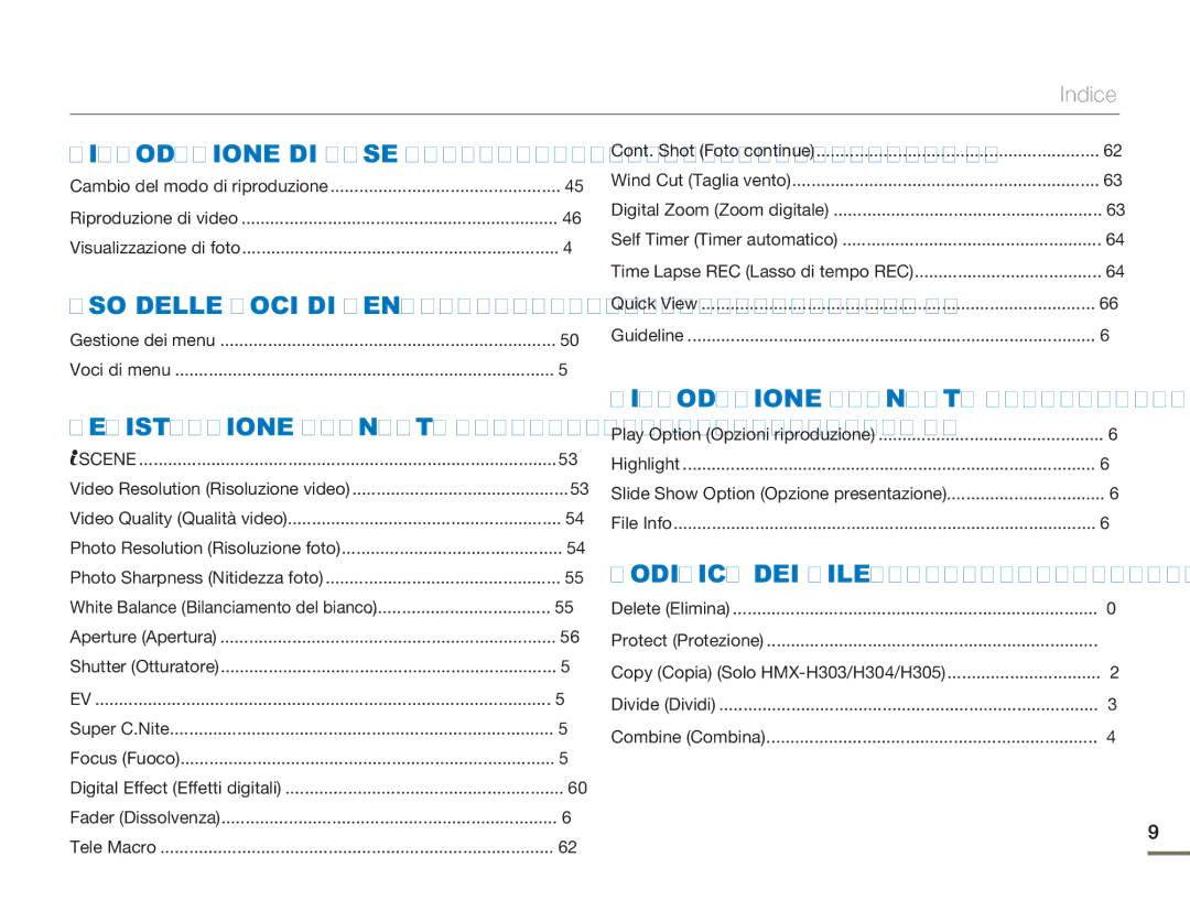 Samsung HMX-H300SP/EDC, HMX-H300BP/EDC, HMX-H320BP/EDC, HMX-H300UP/EDC, HMX-H303BP/EDC, HMX-H320UP/EDC Riproduzione DI Base 