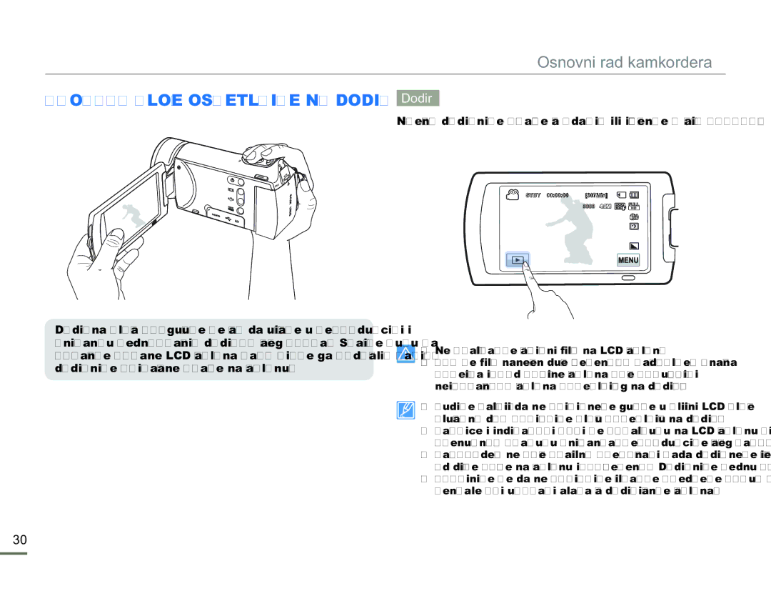 Samsung HMX-H300SP/EDC manual Uporaba Ploče Osjetljive NA Dodir 