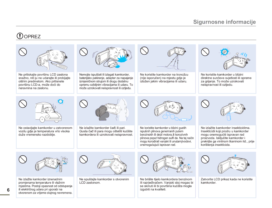 Samsung HMX-H300SP/EDC manual Oprez 