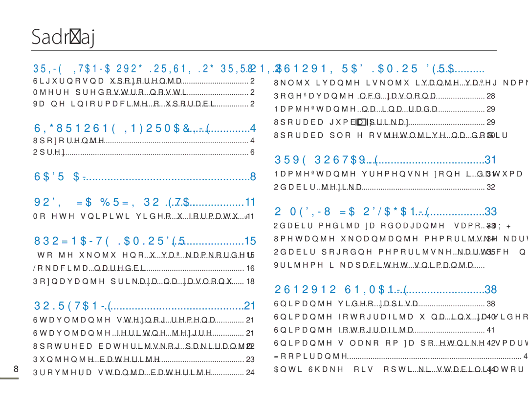 Samsung HMX-H300SP/EDC manual Sadržaj 