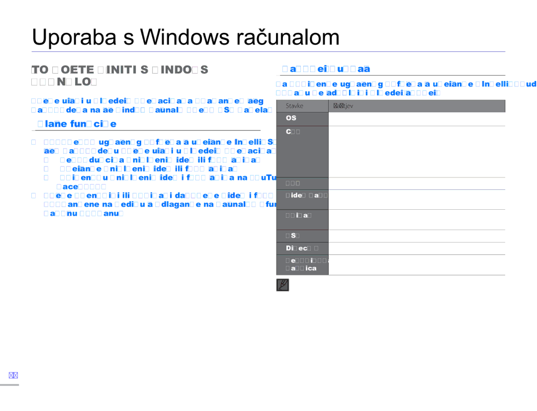 Samsung HMX-H300SP/EDC manual Uporaba s Windows računalom, ŠTO Možete Učiniti S Windows Računalom, Zahtjevi sustava 