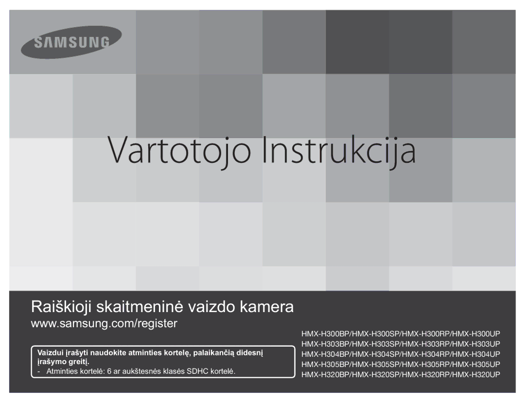 Samsung HMX-H304BP/EDC manual Vartotojo Instrukcija 