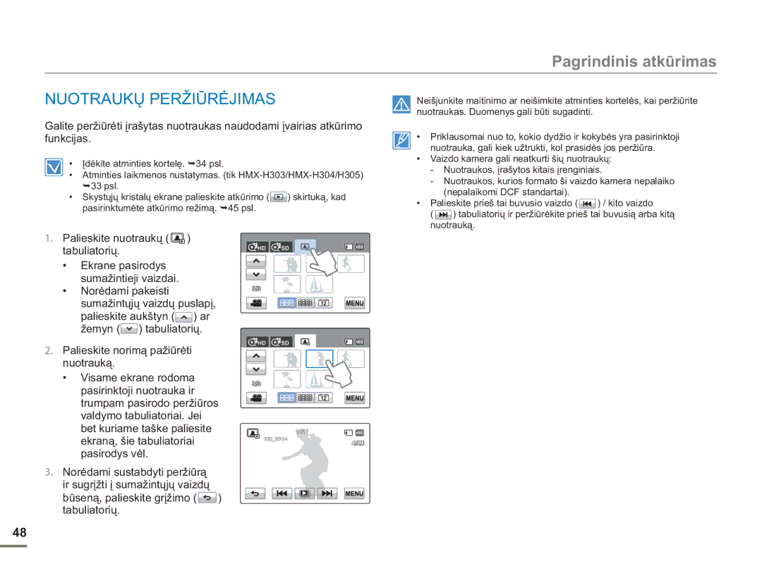 Samsung HMX-H304BP/EDC manual Nuotraukų Peržiūrėjimas 