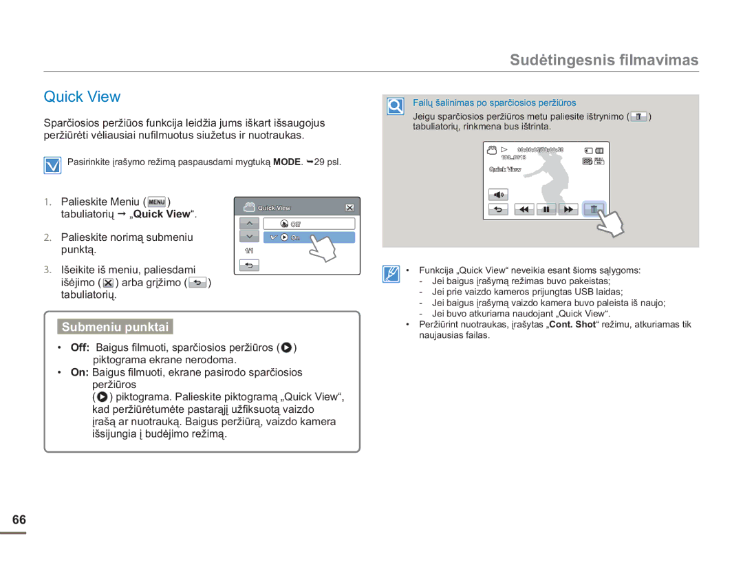 Samsung HMX-H304BP/EDC manual Quick View 