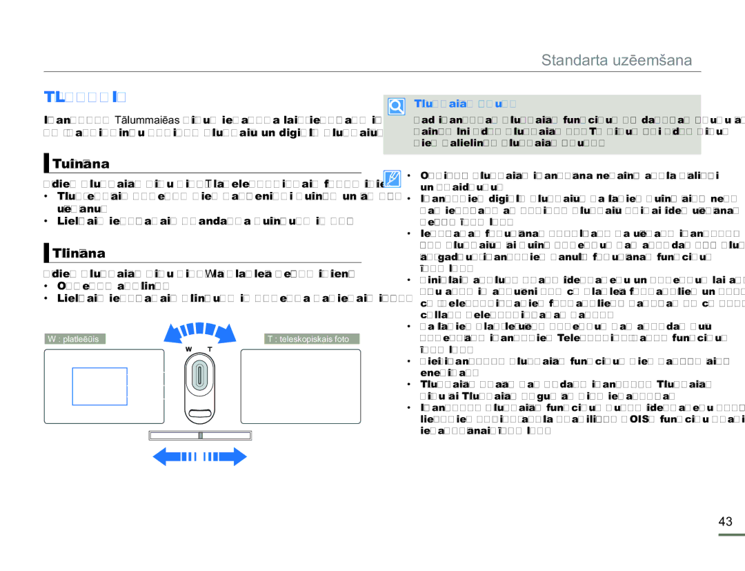 Samsung HMX-H304BP/EDC manual Tālummaiņa, Tuvināšana, Tālināšana 