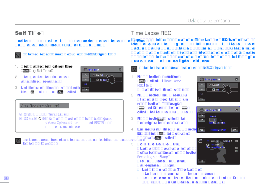 Samsung HMX-H304BP/EDC manual Self Timer, Time Lapse REC 