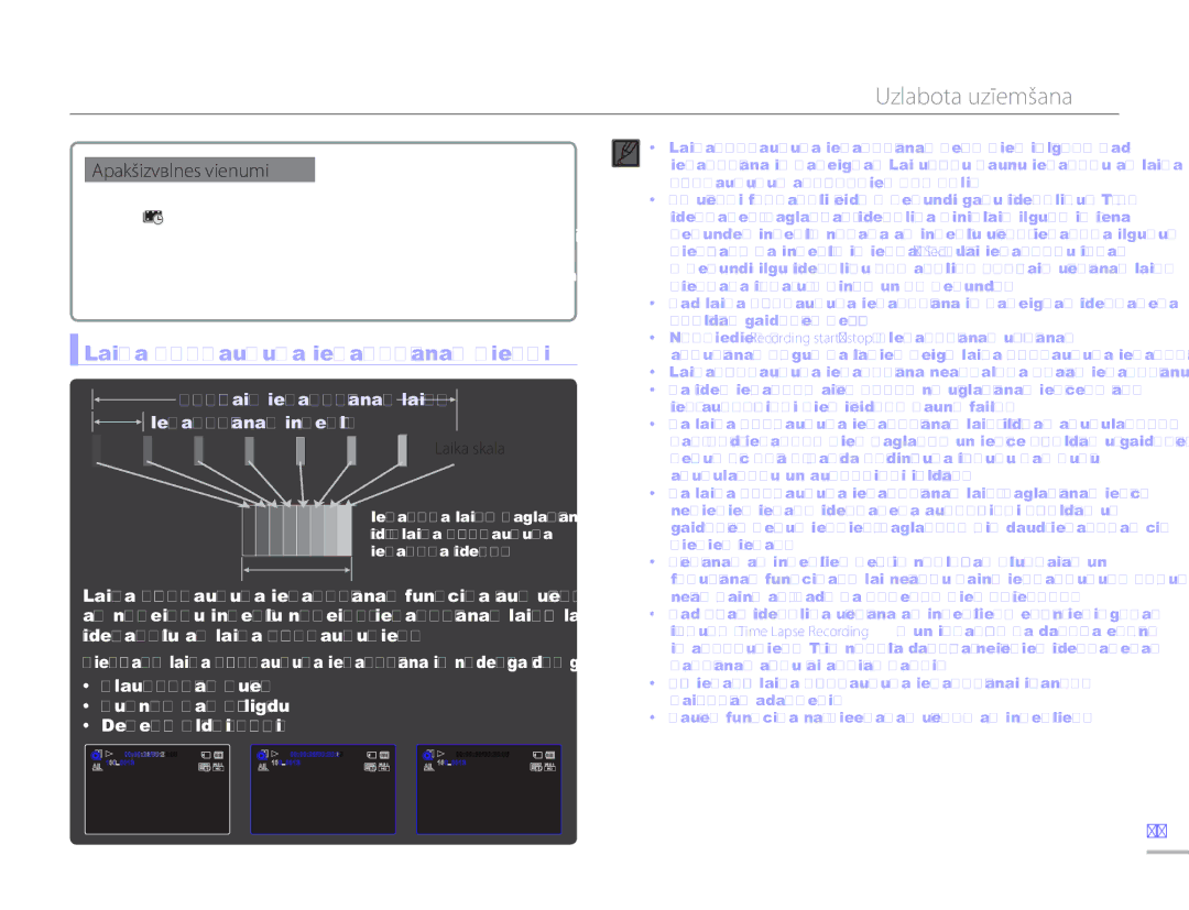 Samsung HMX-H304BP/EDC manual Laika pārtraukuma ierakstīšanas piemēri, Kopējais ierakstīšanas laiks Ierakstīšanas intervāls 