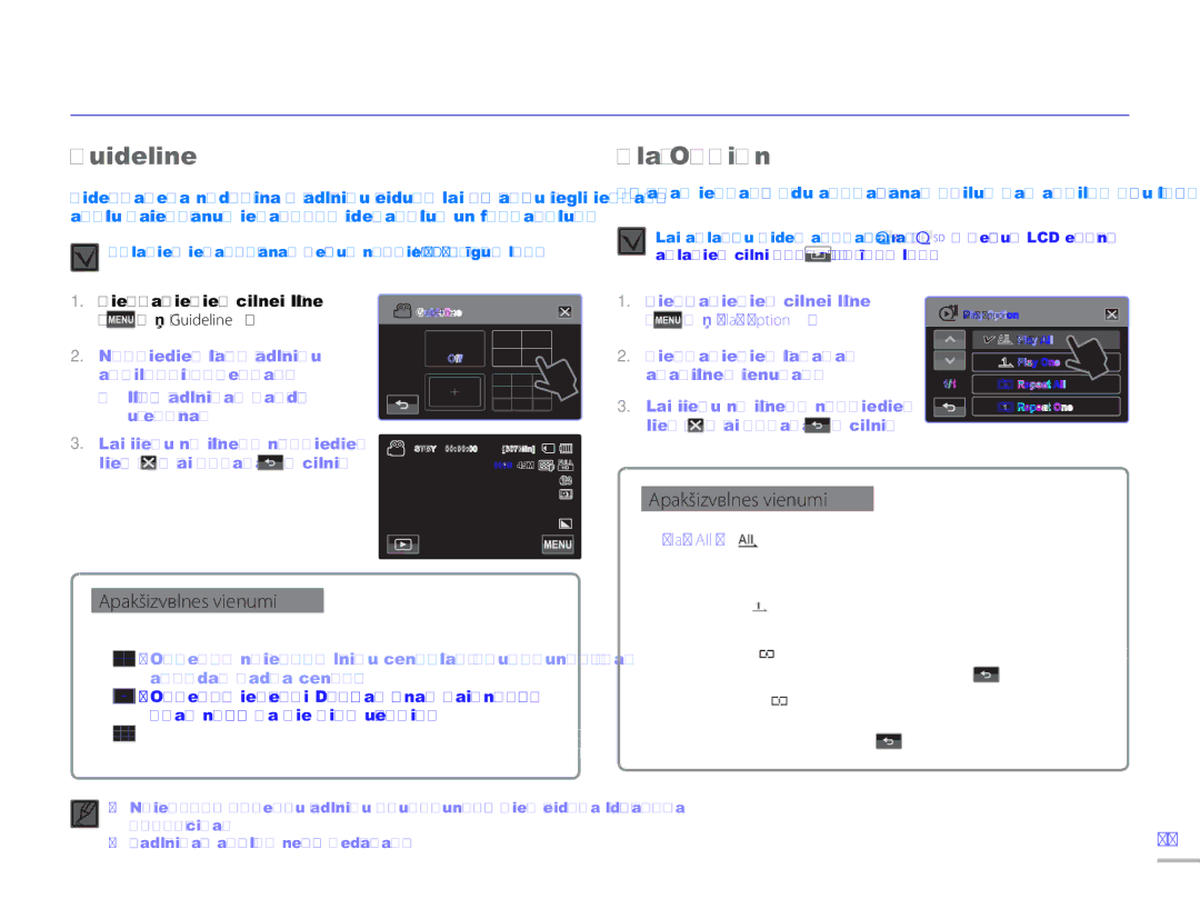 Samsung HMX-H304BP/EDC manual Uzlabot atskaošana, Guideline, Play Option 